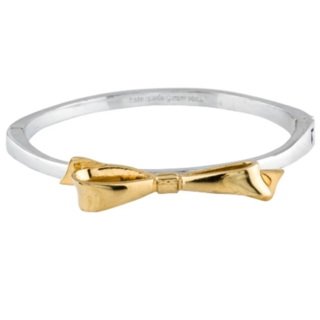 Kate Spade Love Notes Two-Tone Bow Bangle Hinged Bracelet - Silver And Gold